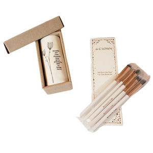 NWT East Of India Flower Vase 5 pc Luxe Brush Set Mixed Lot White 5" × 2" New